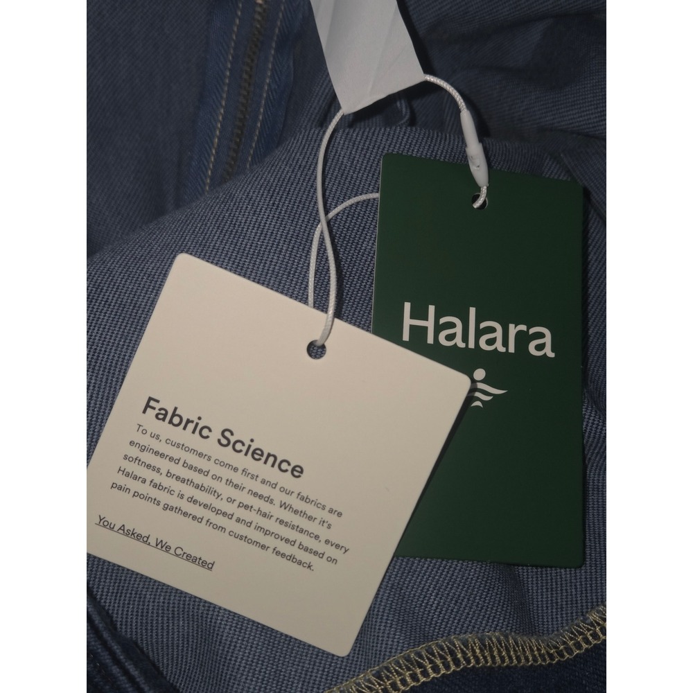NWT Halara Flex High Waisted Ruched Tulip Hem Denim Midi Skirt XL Blue Stretch - Picture 5 of 5